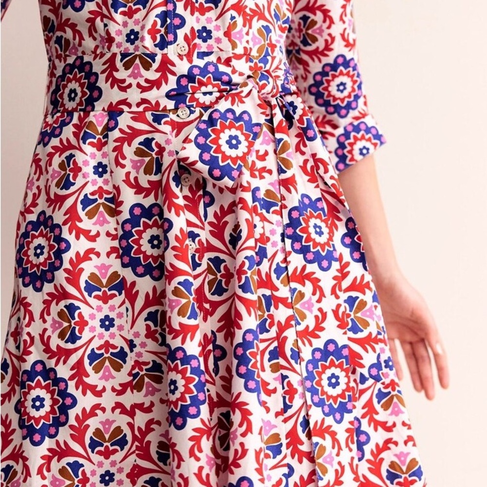 Boden Amy Cotton Midi Shirt Dress Long Sleeve Modest Size 8R New with tags